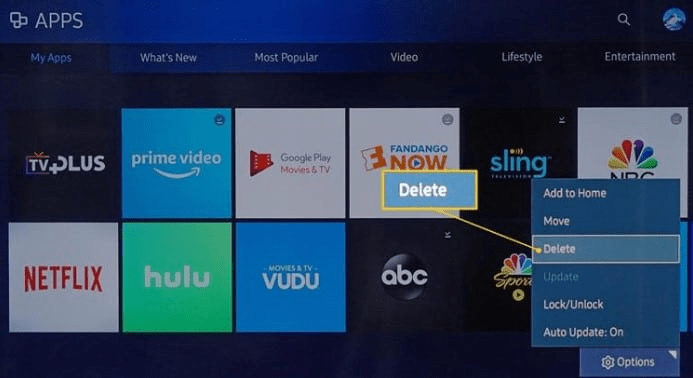 Удаление приложения на тв самсунг