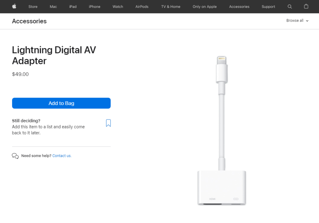 переходник Lightning Digital AV Adapter.